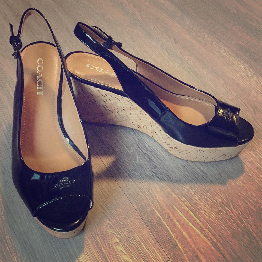 Black and cork Coach slingbacks!!